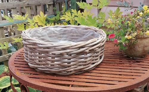 Generisch NEU !! Sehr robuster Pflanzkorb ca. ø 33 cm aus Weide - Vollholz Katzenkorb Pflanzschale Pflanzring Blumentopf Übertopf Garten Rattan - Naturprodukt Deko Hundekörbchen