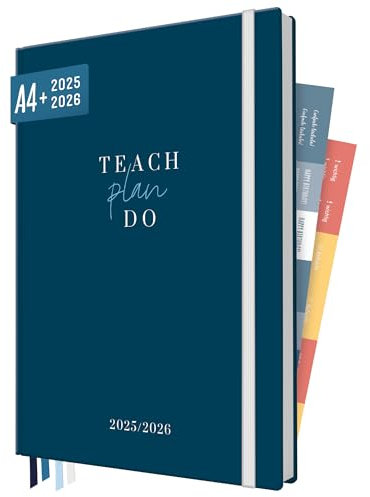 Häfft® Lehrer-Planer 2025/2026 A4 + Blue Hardcover Lehrerkalender mit Wochenkalendarium, 226 Seiten, Stickern und mehr - nachhaltig & klimafreundlich