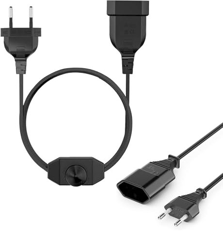 YdseozOA Cavo di alimentazione Euro da 2 m, dimmer a LED con interruttore, cavo di prolunga per prese, interruttore silenzioso, attacco dimmer per lampadine a LED