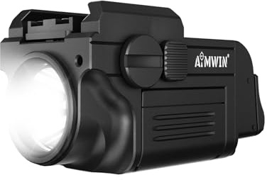 AIMWIN per Pistola 900 Lumen – Torcia LED Compatta Ricaricabile Montata su Slitta per Pistole, Impermeabile, Resistente, Alta Potenza – Compatibile con Glock, Slitta Picatinny 1913