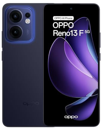 OPPO Reno13 F 5G - Smartphone Libre con IA, 8GB RAM + 256, Pantalla AMOLED 6.67 120Hz, Cámara 50MP, IP69, Batería 5.800, Carga Rápida 45W, Versión Española - Azul