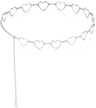 Ouligay Taillenkette Silber Kettengürtel für Damen Verstellbarer Silber Metallgürtel Bauchkette Cowgirl Kettengürtel für Damen Taillenkettengürtel für Jeans,Kleider,Gürtel Metall Link Kette