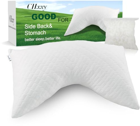 CHxxy Geschredderte Kissen aus Memory-Schaum – verstellbare Höhe, orthopädische Unterstützung für Seiten-/Rückenschläfer, Druckentlastung für Halswirbelsäule, maschinenwaschbar (Queen-Size)