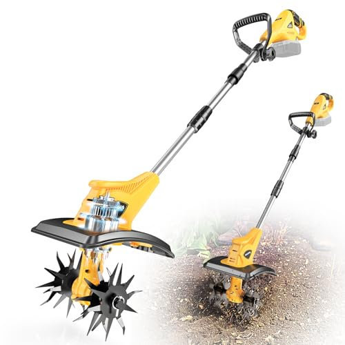 Cordless Tiller Cultivator Compatible with Dewalt 20V: MtiolHig Tiller for Gardening 360RPM Electric Garden Tiller, Brushless Rototiller 9 Width 6.3 Depth for Lawn/Soil Cultivation (No Battery)