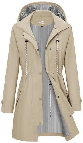 RITOSTA Chubasquero Mujer Impermeable Ligera Chaqueta lluvia Cortavientos con Capucha y Cremallera Abrigo Impermeables Primavera Otoño Gabardina para Exteriores