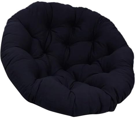 Weatherproof Rattan & Steel Bowl Chair - Rotary Outdoor Armchair with Cushion for Garden Furniture Set Fluffy Design (Color: Noir Size: 70x70cm)