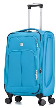 ATX Luggage 24 Medium Suitcase Soft Shell 73L Expandable Lightweight 20-23KG Hold Check in with 4 Spinner Wheels and Built-in 3 Digit Lock (Teal)