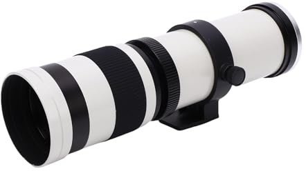 Zunate 420-800mm F8.3 Telezoomobjektiv, Manuell Fokuskameralins för EF/EF S Mount DSLR-kameror (Vit)