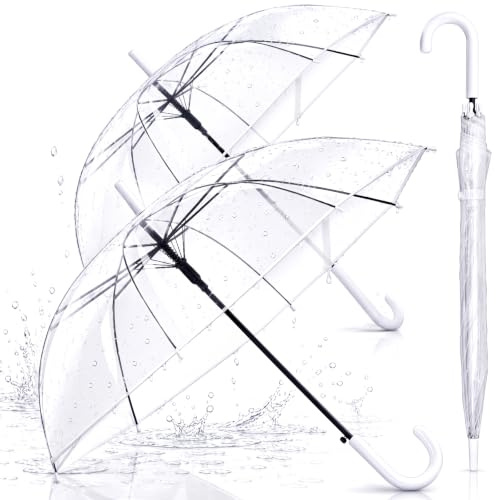 Hestya Parapluie Transparent Mariage Lot de 2, Ø102 cm Automatique | Parapluie de mariée transparent pour mariée & demoiselles d'honneur, accessoire élégant pour photos de mariage & shooting