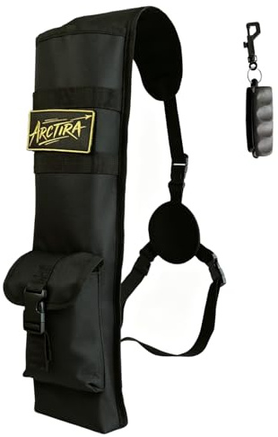 ARCTIRA Archery Back Quiver Arrow Holder with Puller Lightweight Adjustable Quiver Foldable Arrow Case with Large Capacity for Recurve & Compound Bow Hunting (Black)