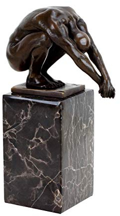 Konst & omgivning – abstrakt bronskulptur – huvudfjädern – signerar Milo – modern bronsfigur – sportfigur – simmare byst – simma