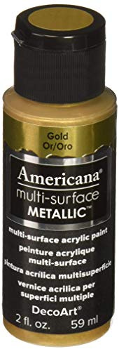 DecoArt Americana Multi Surface Satin Metallic Bottle Paint, Acrylic, Gold, 3 x 3 x 7 cm