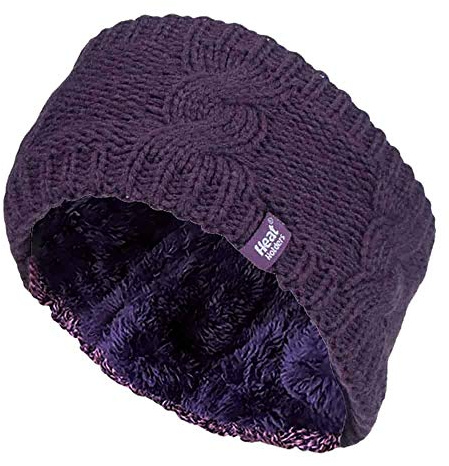Heat Holders - Damen outdoor gestrickt strick thermo winter stirnband mit innen fleece (One Size, Violett)