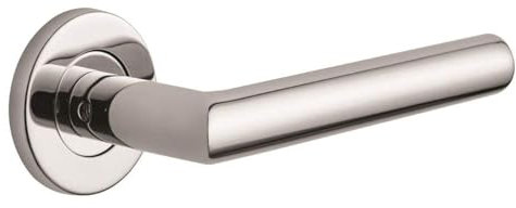 Designer Levers - Eros Lever on Rose Door Handle - Stainless Steel Bar Door Handle - Polished Finish - 1 Pair - Fixings Included - Interior Use