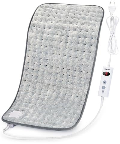 Cuscino Termoforo Elettrico Riscaldante 60x30cm, Spegnimento automatico in 90 minuti, 10 livelli di calore, lavabile in lavatrice