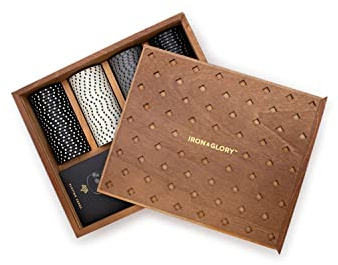 Iron & Glory Poker Set | Luxury Poker Set in Premium Wooden Box | Includes Playing Cards & 100 Custom Chips | Below Deck | Engraved Ace Of Spades Metal Dealer Chips | Board Games | Travel Games