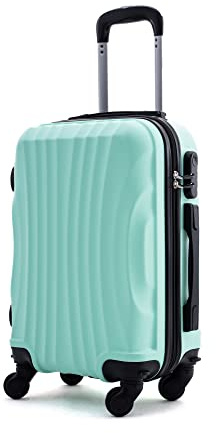 R.Leone Ryanair 55x40x20 cm Valigia Trolley Bagaglio a mano 4 Ruote rimovibile Ultraleggero in ABS Autonomo 20373N (Verde Acqua, Valigia 55X40X20cm)