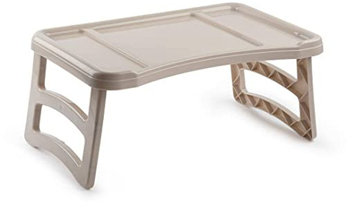 CABLEPELADO Bandeja con Patas Mesa Plegable | Bandeja para Cama | Mesa Plegable | Plástico | Medidas 51 cm Ancho x 33 cm Fondo x 23.5 cm Altura | Beige