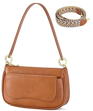 Kleine Umhängetasche für Damen, Mini-Clutch, Handtasche, Reißverschluss, Hobo-Tasche Y2K, 01- Braun