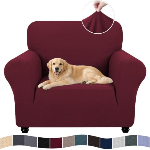 Ystyle Copridivano 1 Posto con Braccioli, Elasticizzato Copri Divano Antigraffio Gatto Cani, Universale Moderno Fodere Copridivani, Elastico Copripoltrona Antimacchia Antiscivolo, Bordeaux