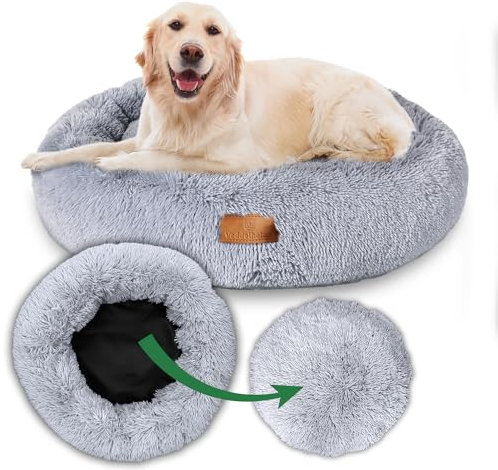 Veddelholzer Ø 80 cm (L) Hellgrau Hundebett Katzenbett Hundekissen Hundebetten in Mehreren Größen Hundebett große mittelgroße kleine Hunde waschbar in hellgrau und dunkelgrau für alle Hunde & Katzen