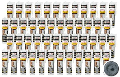 Isolbau Zement-Fix 48 x 300 ml Dunkelgrau Express Reperaturmörtel - Dichtungsmasse für Fugen & Risse im Innen- & Außenbereich, Kartusche