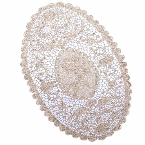 4 Stück Bestickte Tischmatte, 41*31cm Platzsets Spitze ovale Tischdecke mit Blumenmuster Spitzendeckchen Häkeldeckchen Vintage-Tassenmatte, Vasenmatte Untersetzer für Küche,Esszimmer,Party,Hochzeit