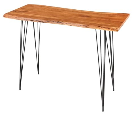 Riess Ambiente Massivholz Bartisch Mammut 140cm Natur Akazie Baumkante Metall schwarz Hairpin Legs Küchentisch Küchentresen rechteckiger Stehtisch