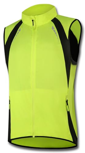 Cykelväst Herr Dam Snabbtork Andas Löp Gilet Reflekterande Hi Vis Ärmlös jacka Vattentät vindtät cykeloverall med fickor för Mountain MTB-åkning,Green-M