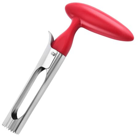 Apple Corer Remover - Fruit Corer - Stainless Steel - Easy-to-Use Kitchen Tool for Apples & Pears (Red)
