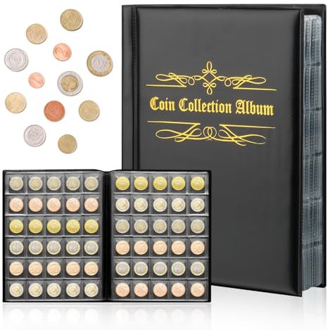 VFANDV Album de Collection de Pièces de Monnaie, 480 Pochette Collection Pièces de Monnaie, Livre de Collection de Ppièces de Monnaie pour Album Collecteur Convient Livre Pieces de Monnaie Collection