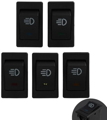 Interrupteur à Bascule 12VDC/35A pour Voiture et Moto, interrupteur à bascule bouton,Commutateur Lumineux LED 4 Pins On/Off, Compatible Universel, pour Phares et Feux de Brouillard, Cinq couleurs