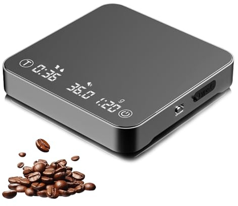 Báscula de café con temporizador, medición de tiempo automática, báscula de espresso de alta precisión de 0,1 g, báscula de café digital recargable para preparación de café pour over, báscula de café