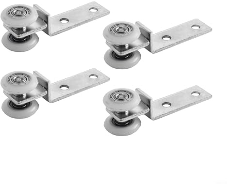 Besttoolifes Bloque de polea de rodamiento de metal con dos ruedas de plástico, kit de herrajes para puertas correderas para armarios, ventanas, funcionamiento suave y silencioso, fácil instalación (B