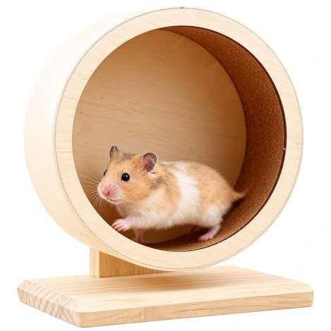 Wxeadu Wooden Hamster Wheel,silent hamster wheel, gerbil wheel, Non Slip Run Disc, rat Exercise wheel for Syrian Hamsters, Gerbils, Rat, Mice, Dwarf, Small Chinchilla (ø15 cm)