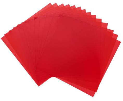 QUARKZMAN 14 stycken färgglada plastark, transparent film bärnstensfärgkorrigeringsgel vattentätt ljusfilter 2 x 2 tum ark för gör-det-själv hantverk, LED-belysning, foto (röd)