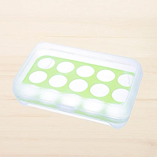 RASTKY Custodia in Plastica Ecologica per Scatola Portauova con 15 Griglie, Contenitore Trasparente per Uova con Fibbia, Organizer Portatile per Scatola per Uova, 170 G, Bianco, Verde per (GREEN)