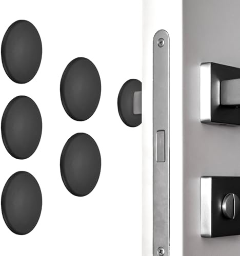 PATIKIL Lot de 5 protections murales pour poignée de porte, 6,1 cm, butées de porte rondes en silicone, autocollantes, coussin de protection murale silencieuse pour réfrigérateur, maison, bureau, noir
