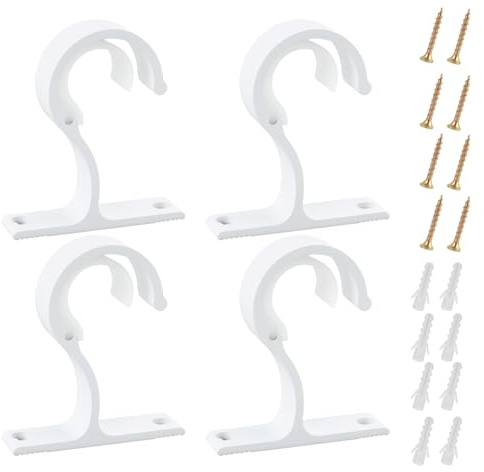 4 Piezas Soporte Barra Cortina, Soporte Cortina Techo 25-28 mm, Soporte Cortina Doble Pared o Techo en Aleación de Aluminio Blanco, Soportes Resistentes para Cortinas y Visillos, Hogar Dormitorio Baño