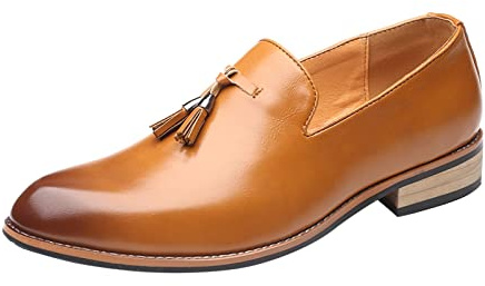 Mocassins classiques à enfiler en similicuir pour homme, chaussures habillées élégantes pour affaires, mariage, fête, jaune, 38 2/3 EU
