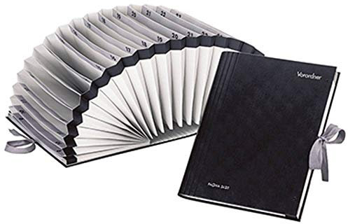 Pagna 24311-04 Vorordner 31 Fächer hochwertiger Kunststoff-Einband, Halbkreisfächer mit Band verschließb., Tabe 1-31, schwarz