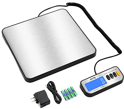 Acteck A-LX460 460lb x 0.1lb Digital Heavy Duty Shipping and Postal Scale with Large Stainless Steel Platform, Batteries and Ac Adapter Included