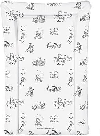 Little Poppets Deluxe Unisex Baby Waterproof Changing Mat with Raised Edges - Black & White Winnie the Pooh, L
