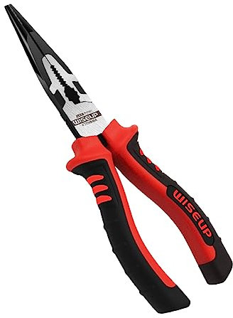 WISEUP 3in1 Alicates de punta de aguja, 150mm Alicate combinados CR-V para uso industrial, Alicate universales antideslizantes, Pinza de boca larga de Ergonomía, alicates electricista multifuncionales