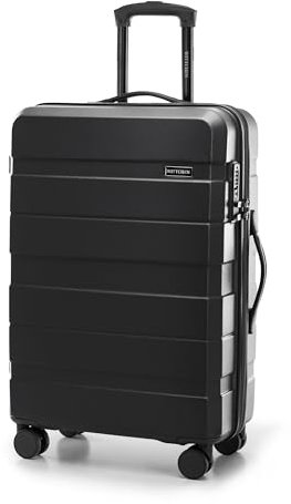 WITTCHEN COMODO Line Mittelgroßer Koffer Trolley Hartgepäck aus ABS TSA Schloss Reisekoffer Check-In Gepäck Größe M Schwarz