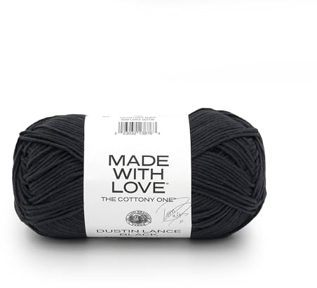 Lion Brand Yarn Made with Love The Cottony One Yarn for Crocheting, Knitting, and Crafts, Dustin Lance Blac, 1 Pack