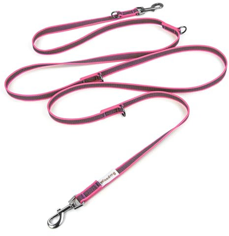 Wisedog 3m Rosa doppelendige gummierte Hundeleine Leichtgewichtige Hands Free Leine für Hund rutschfeste Hands Free Hundeleine Fit für Spaziergänge Laufen Camping