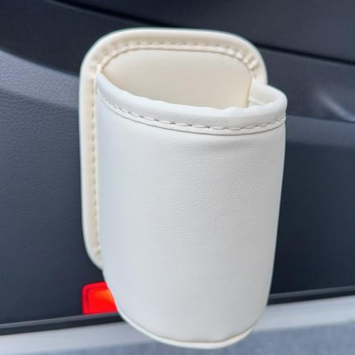 Car Side Door Leather Cup Holder Seam Pocket - Back Seat Drink and Water Bottle Organizer With Storage