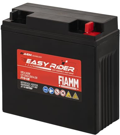 Fiamm Batteria per Moto e Scooter FT19-12B 20AH 200A, Batteria Easy Rider AGM Technology, Massima Potenza di Avvio,Senza Manutenzione, Già Carica, Pronta all'Uso, Adatta a Scooter, Moto, Moto d'acqua