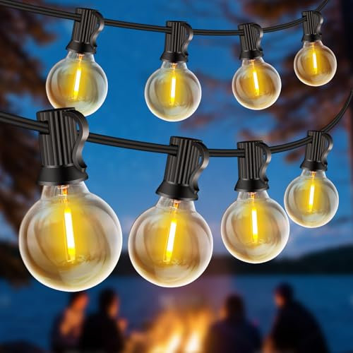 Rintea Outdoor-Lights-Mains-Powered, 66FT/20M Garden Lights with 30+2 Shatterproof LED Bulbs, Waterproof Outdoor Light for Garden, Yard, Wedding, Christmas, Backyard, Terrace, Party, Patio